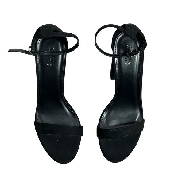 Charlotte Russe Platform Heels Womens 9 Black Ankle Strap Faux Suede Open Toe - Picture 3 of 8
